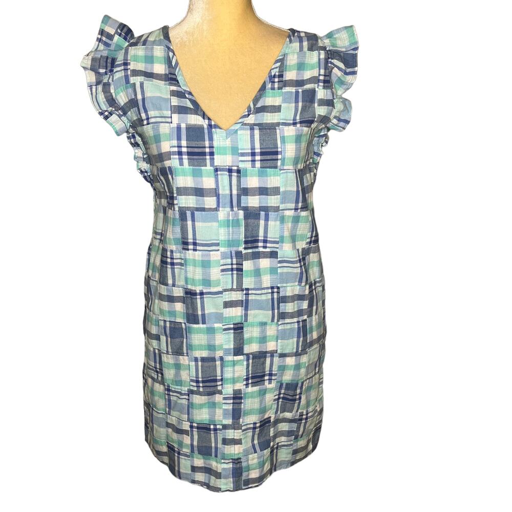 Vineyard Vines Girls Madras Flutter Sleeve Dress NEW Size 14 Blue